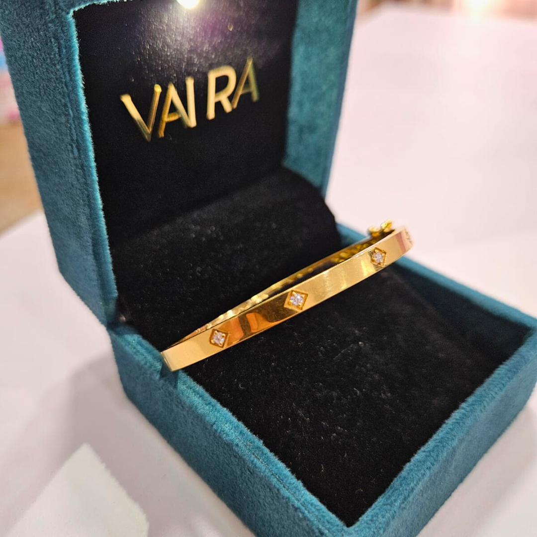 Anvika Four Stone Bangle in Lab diamond and moissanite by Vai Ra