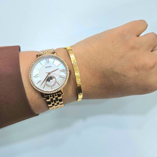 Anvika Four Stone Bangle in Lab diamond and moissanite by Vai Ra