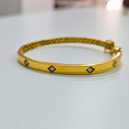 Anvika Four stone Bangle in Lab diamond and moissanite by Vai Ra