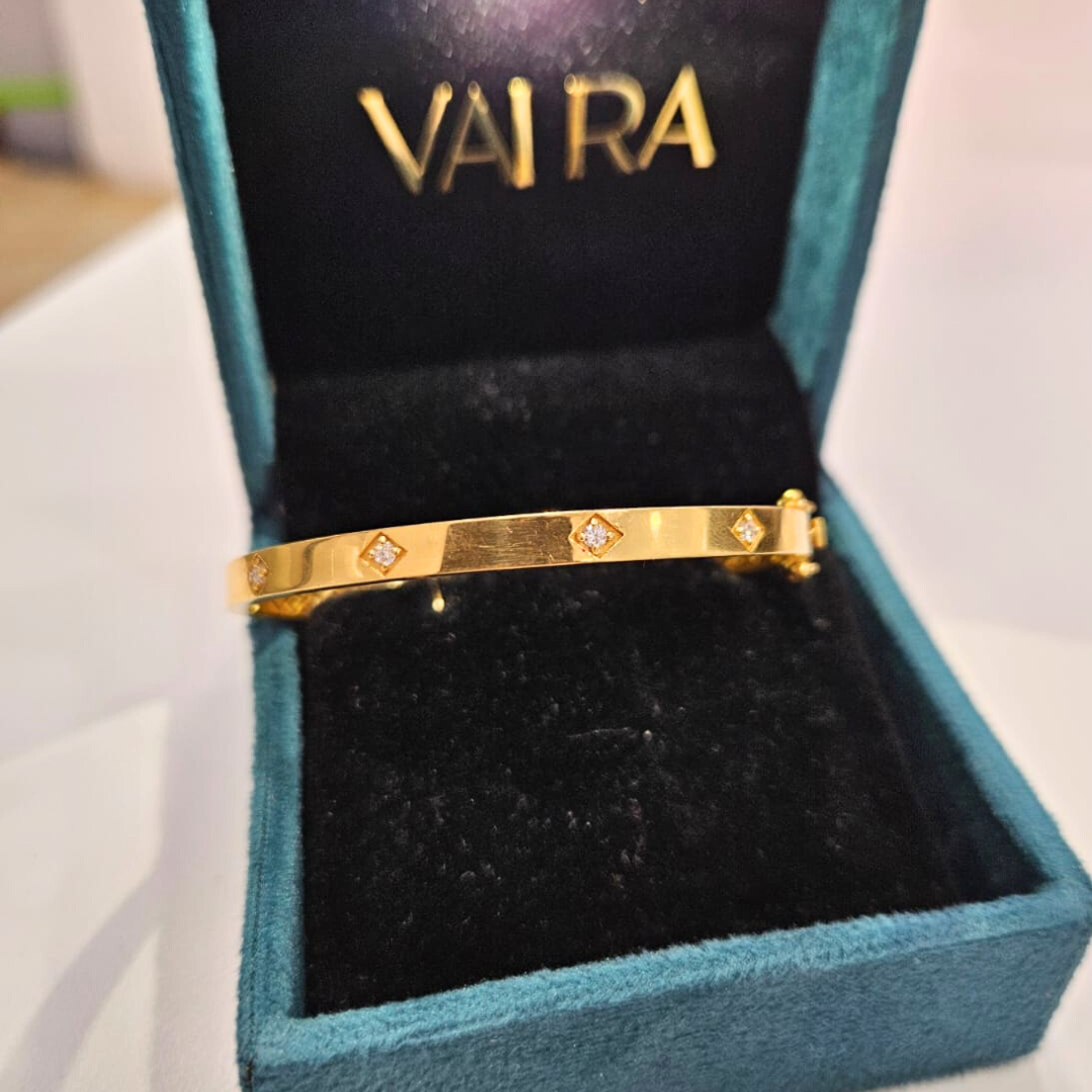 Anvika Four Stone Bangle in Lab diamond and moissanite by Vai Ra
