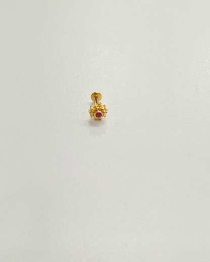 Ruby Nosepin and helix piercing