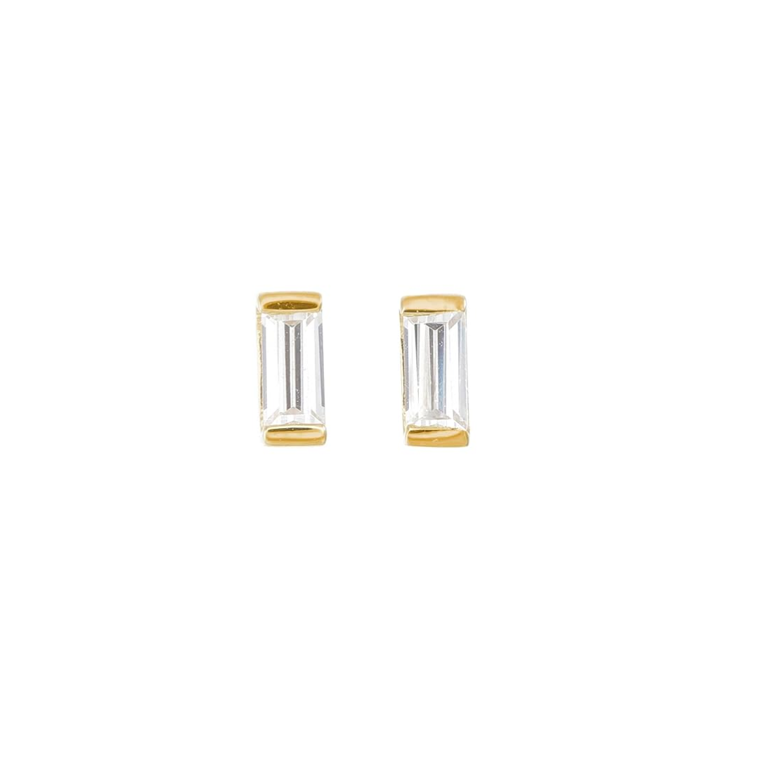 Baguette Bar Piercing Earrings in Moissanite and Lab Diamond by Vai Ra