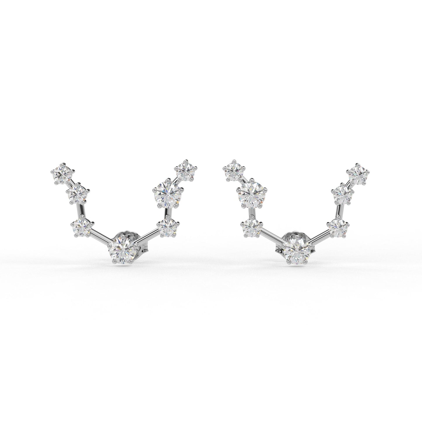 Aquarius Constellation Lab diamond and Moissanite diamond ear rings