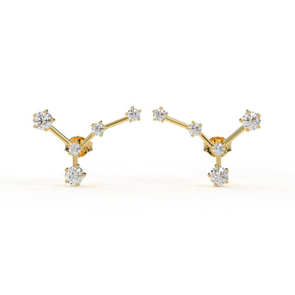 Cancer Constellation Ear rings Lab Diamond and Moissanite diamond