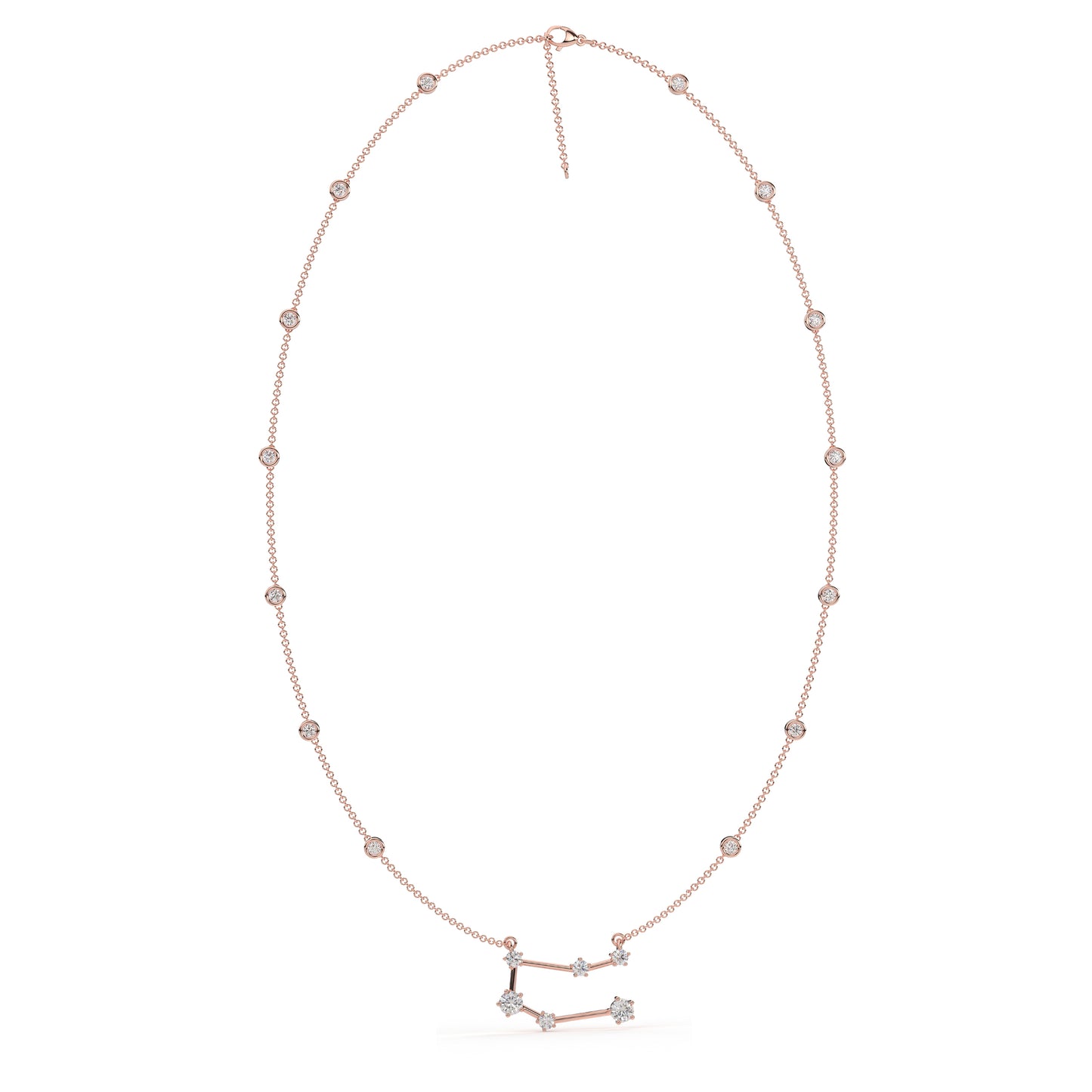 Gemini Constellation Necklace- Moissanite and Lab Diamond