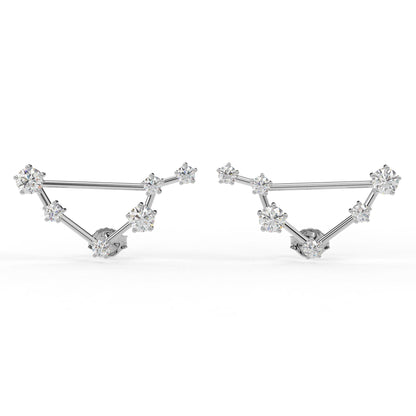 Libra Constellation Ear Rings- Lab Diamond and Moissanite diamond 