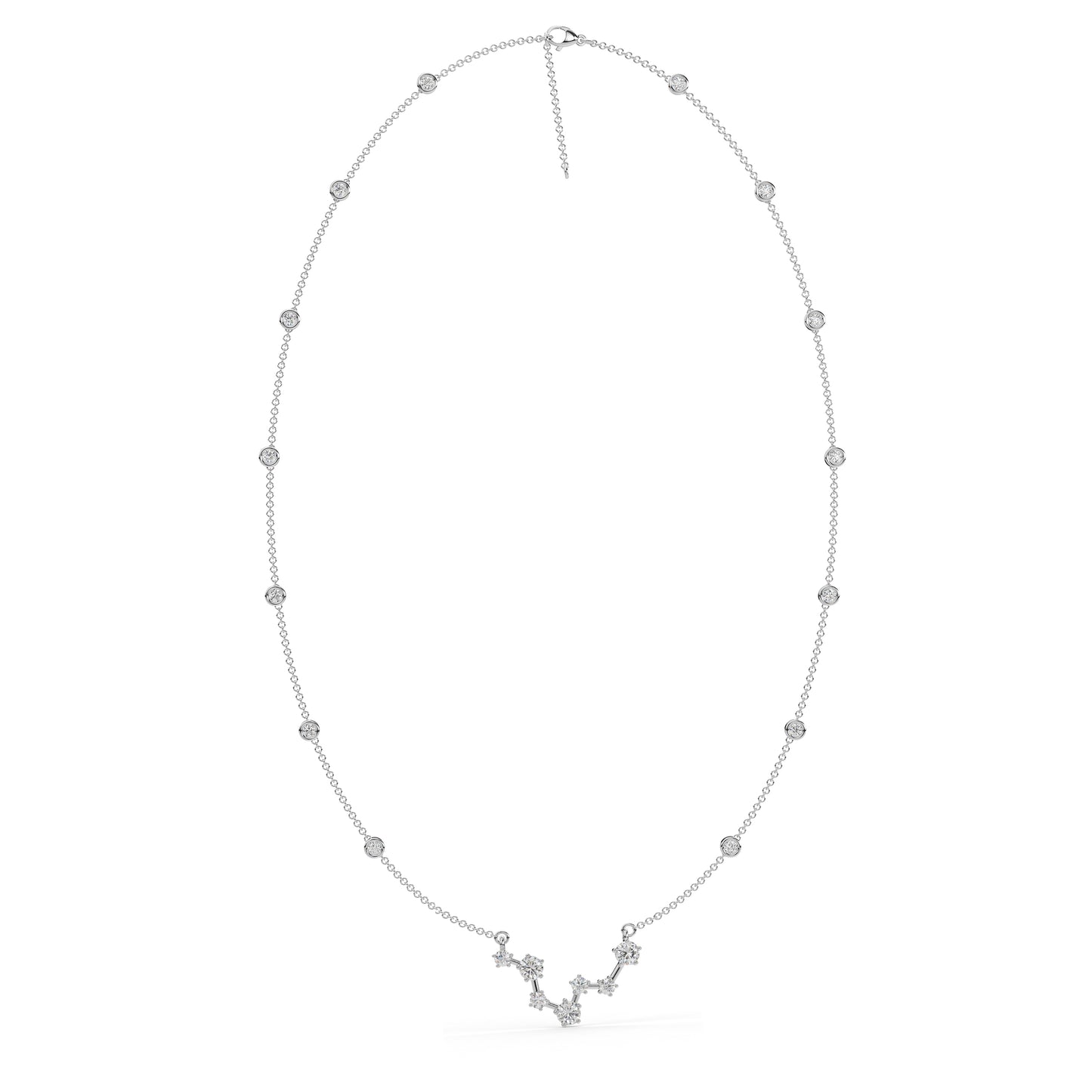 Pisces Constellation Necklace- Moissanite and Lab Diamond