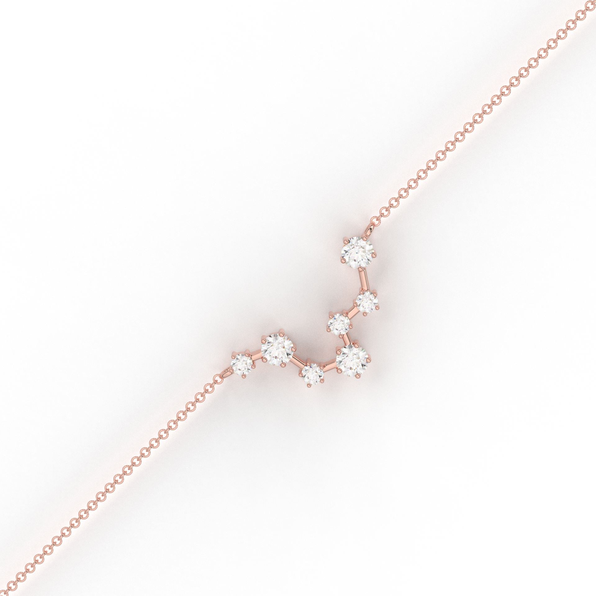 Pisces Constellation Bracelet- Lab Diamond and Moissanite Diamond