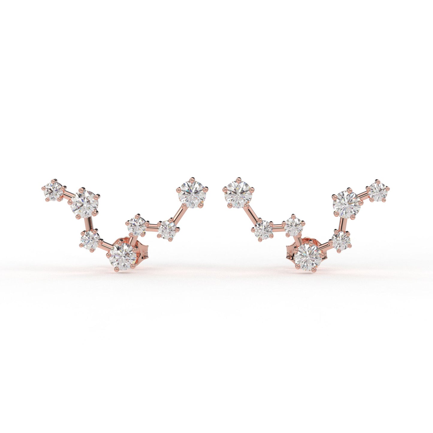 Pisces Constellation Ear ring  Lab Diamond and Moissanite Diamond