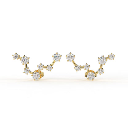 Pisces Constellation Ear ring  Lab Diamond and Moissanite Diamond