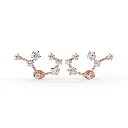 Sagittarius Constellation Ear Ring- Lab diamond and Moissanite diamond