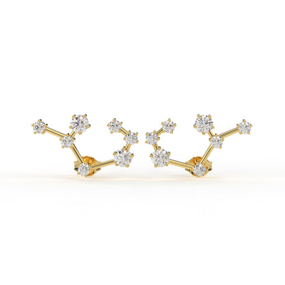Sagittarius Constellation Ear Ring- Lab diamond and Moissanite diamond