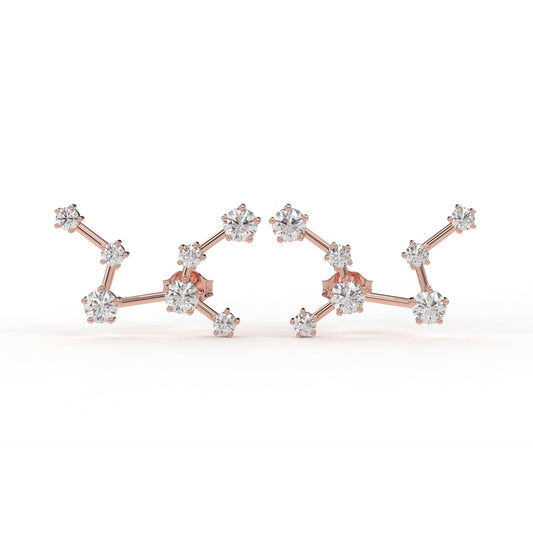 Virgo Constellation Ear Rings- Lab Diamond and Moissanite diamond