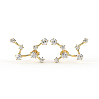 Virgo Constellation Ear Rings- Lab Diamond and Moissanite diamond