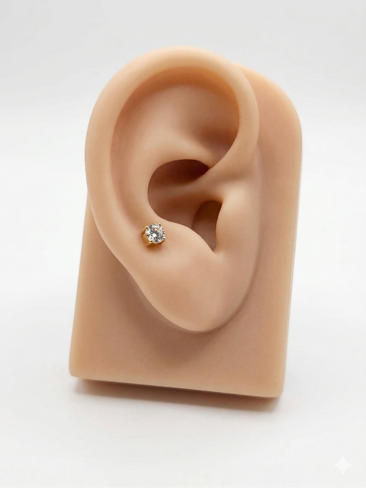 Tiny Round Stud Piercing Earrings and Nosepin 0.15 CT