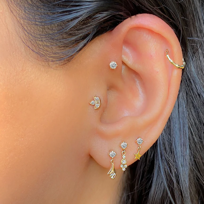 Star Hanging Piercing Earrings