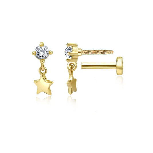 Star Hanging Piercing Earrings