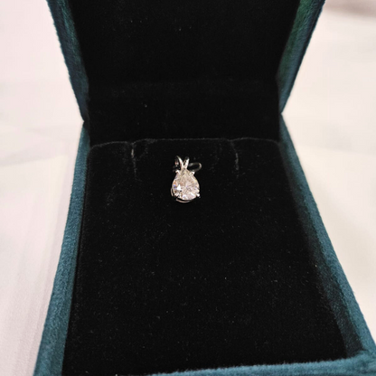Pear Solitaire Pendant in lab diamond and moissanite  by Vaira