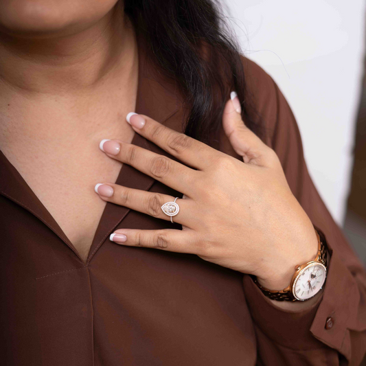 Shyla Halo Ring in Moissanite and Lab Diamond by Vai Ra