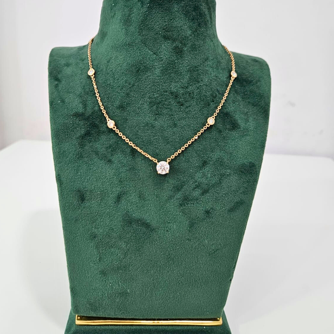 Solitaire 2.14 CT Station Pendant in 14KT Rose Gold by Vai Ra
