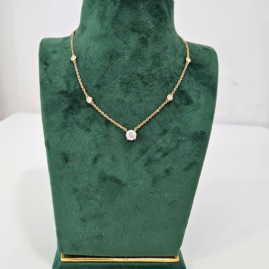 Solitaire 2.14 CT Station Pendant in 14KT Rose Gold by Vai Ra