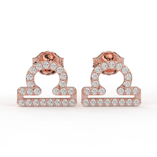 Libra Zodiac Earrings- Moissanite and Lab Diamond