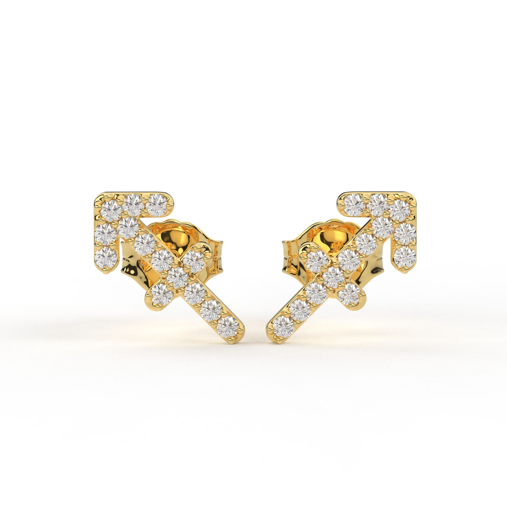 Sagittarius Zodiac Earrings- Lab diamond and Moissanite diamond