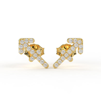 Sagittarius Zodiac Earrings- Lab diamond and Moissanite diamond