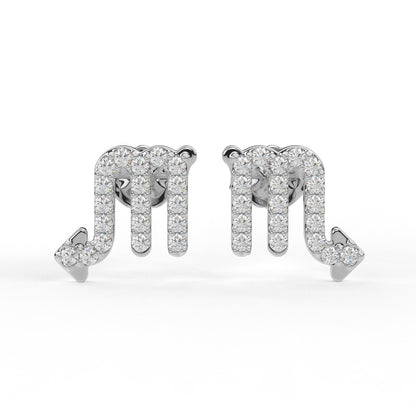 Scorpio Zodiac Earrings- Moissanite Diamond and Lab Diamond
