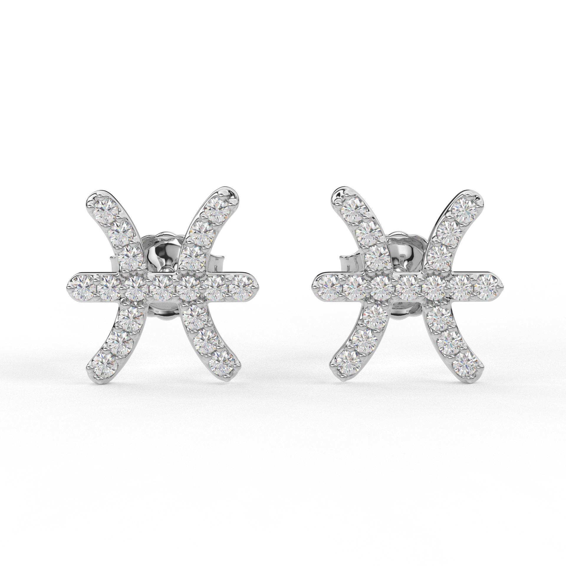 Pisces Zodiac Earrings- Moissanite and Lab diamond ear rings by Vai Ra
