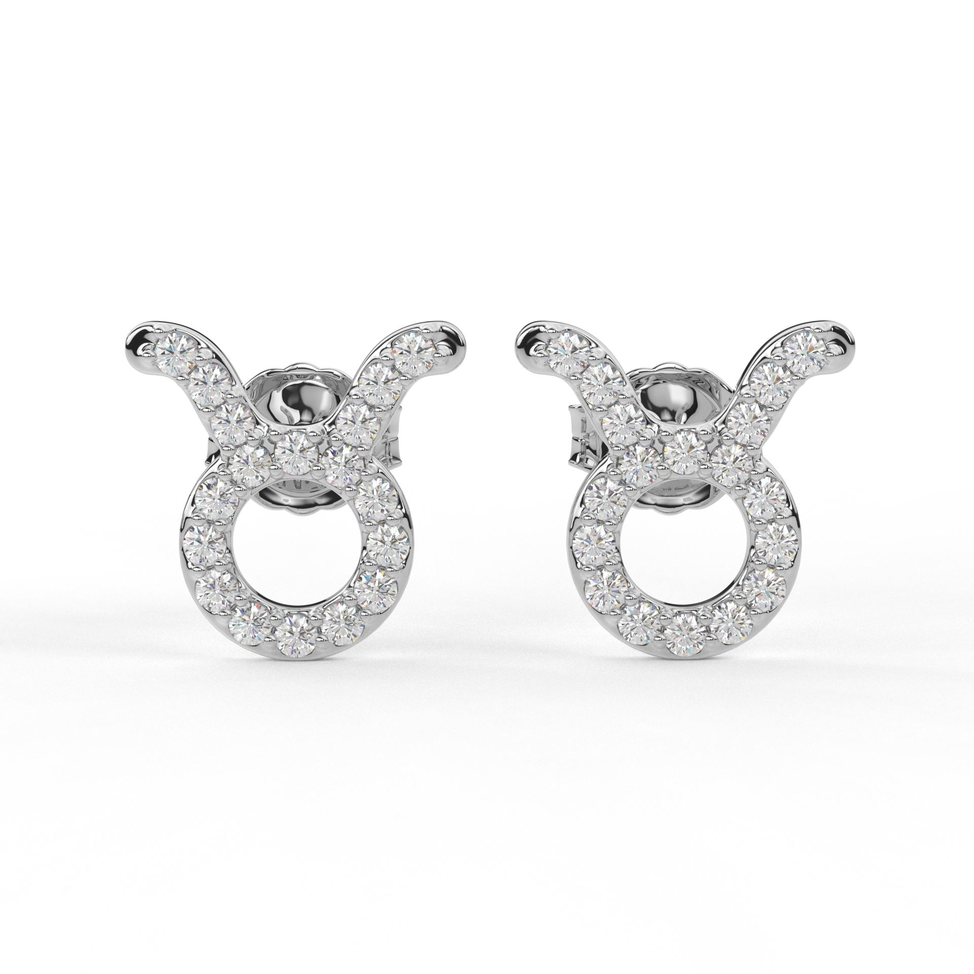 Taurus Zodiac Earring- Moissanite Diamond and Lab Diamond