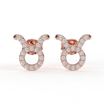 Taurus Zodiac Earring- Moissanite Diamond and Lab Diamond