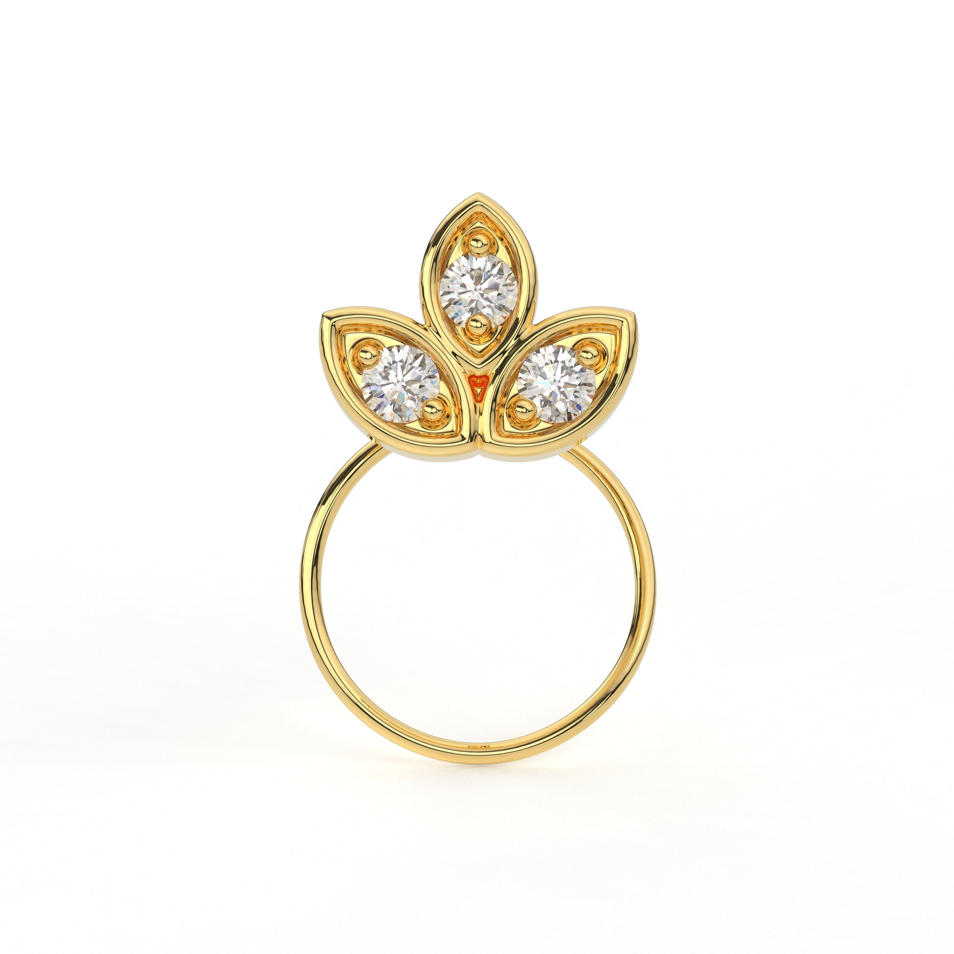 Three Petal Round Piercing Earrings in Moissanite and Diamond by Vai Ra
