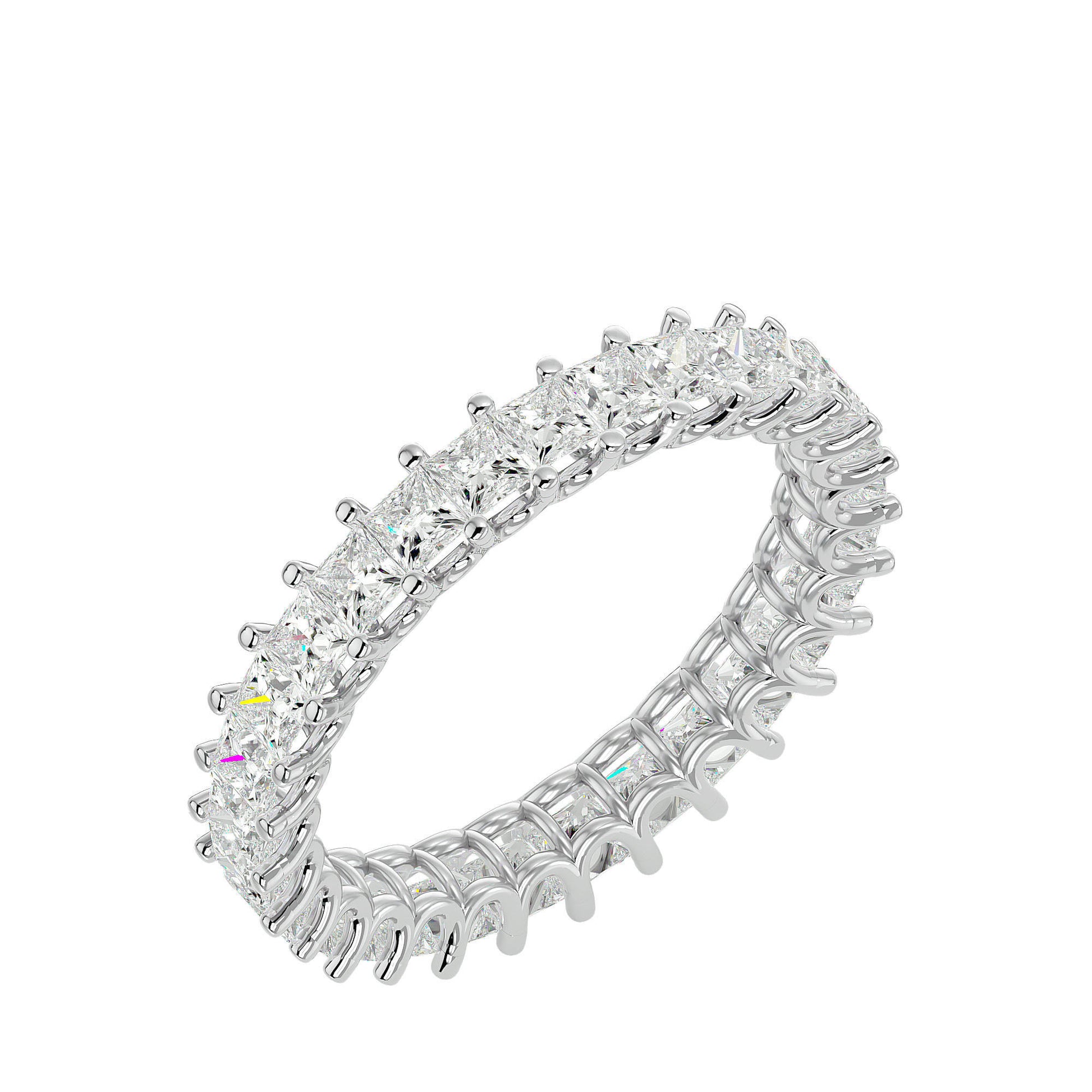 Princess Eternity Band in moissanite diamond and gold