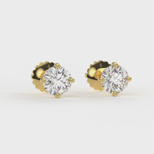 Four Prongs Martini Round Solitaire Earrings