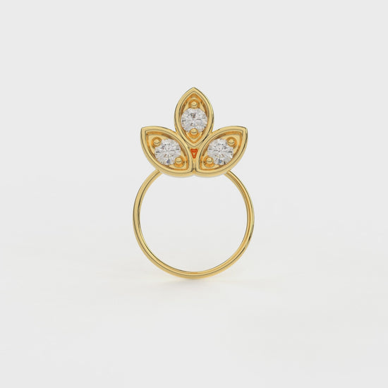Three Petal Round Piercing Earrings in Moissanite and Diamond by Vai Ra