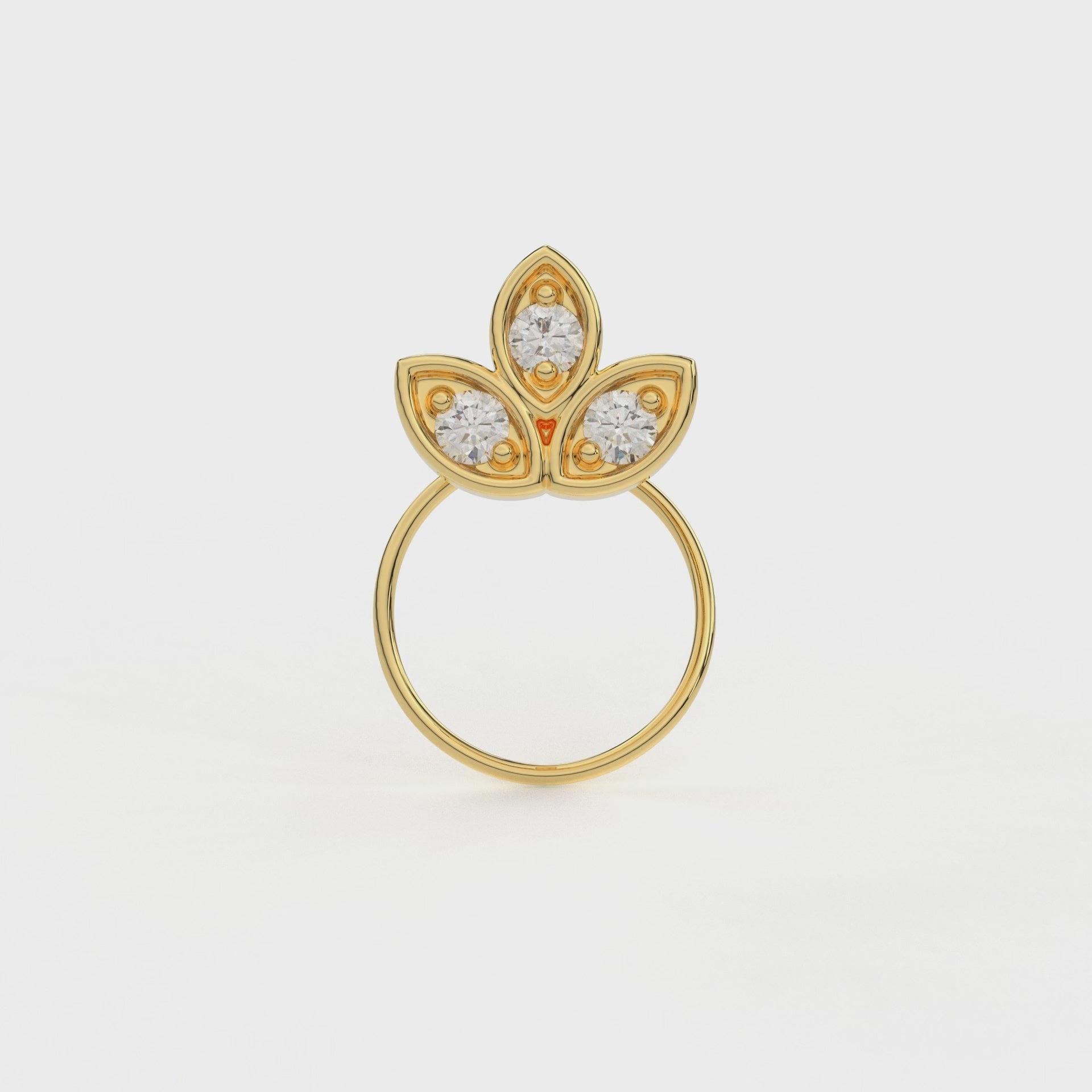 Three Petal Round Piercing Earrings in Moissanite and Diamond by Vai Ra