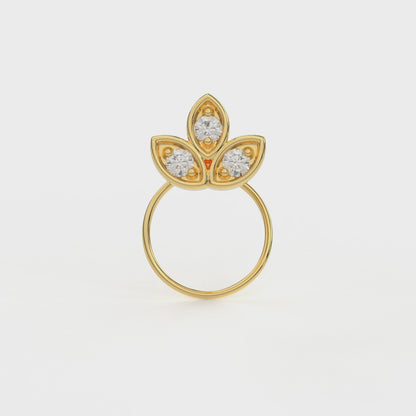 Three Petal Round Piercing Earrings in Moissanite and Diamond by Vai Ra