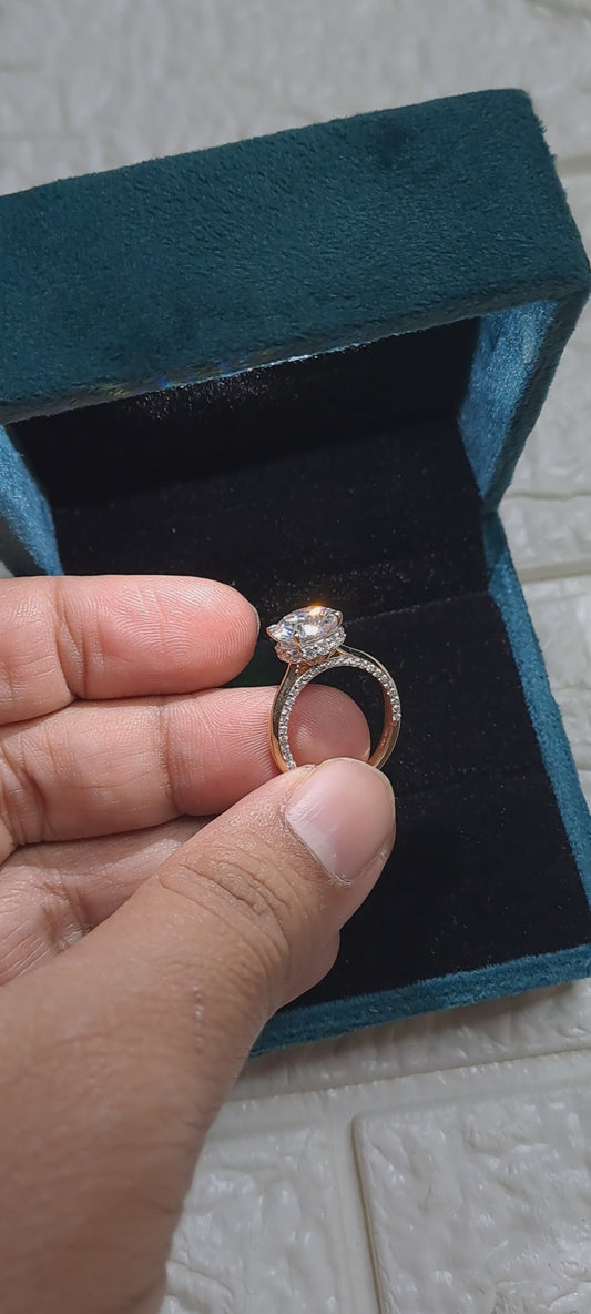 Veda Solitaire Engagement Ring in Lab Diamond and Moissanite by Vai Ra