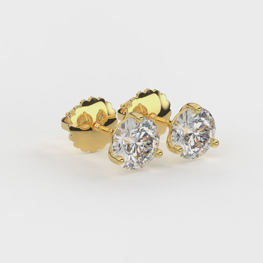 Three Prongs Martini Round Solitaire Earrings