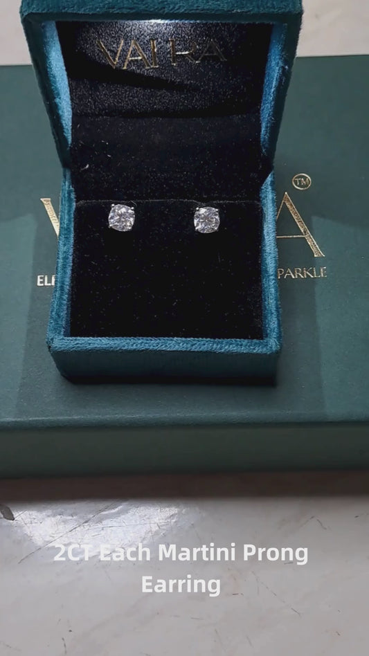 Four Prongs Martini Round Solitaire Earrings