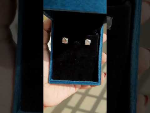 Elongated Cushion Studs in Moissanite and Lab Diamond by Vai Ra