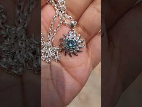 Teal Moissanite Pendant by Vai Ra
