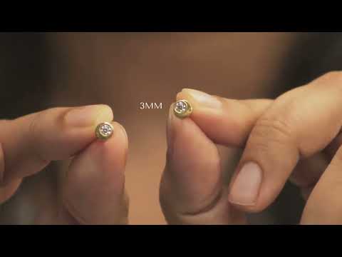 Round Bezel Piercing Earrings in Moissanite and Diamond by Vai Ra