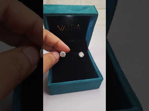 2 CT Each Round Solitaire Earrings 18KT Gold (Next Day Ship)