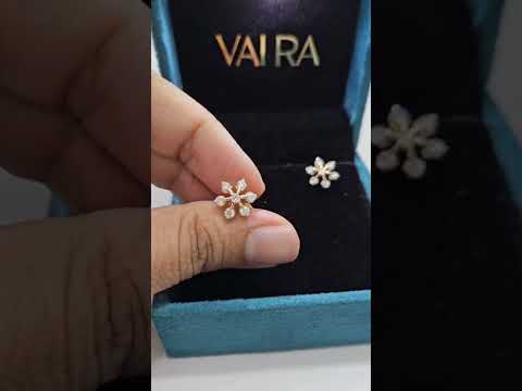 Aloka Floral Studs in Moissanite and Lab Diamond by Vai Ra