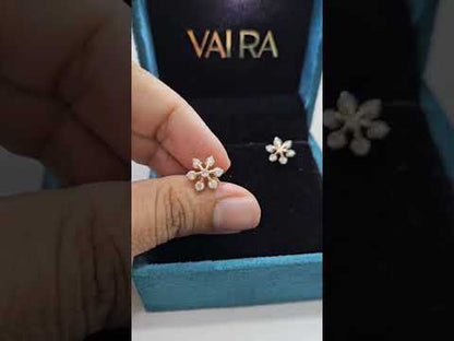 Aloka Floral Studs in Moissanite and Lab Diamond by Vai Ra