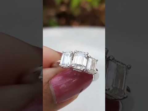 Vaishali Three Stone Ring in Moissanite and Lab Diamond by Vai Ra