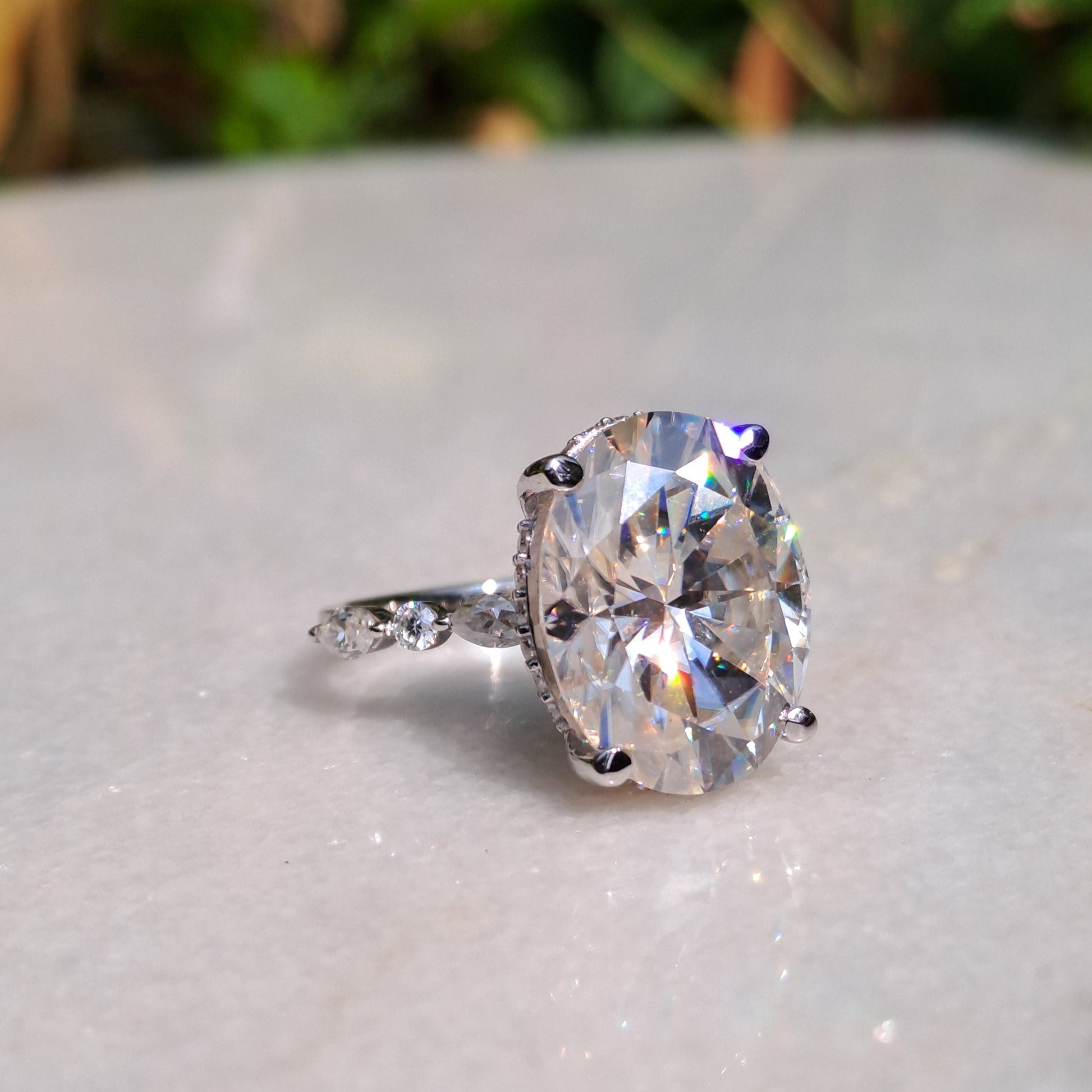 Oval Statement Moissanite Diamond Ring