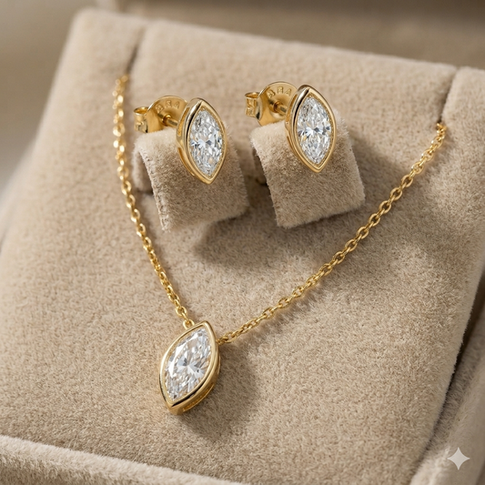 Vesica Marquise Pendant and Earring Sets